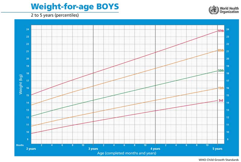 Vægtkurve dreng 2 til 5 år