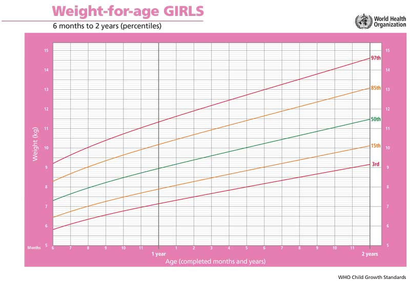 Vægtkurve pige 6 måneder - 2 år